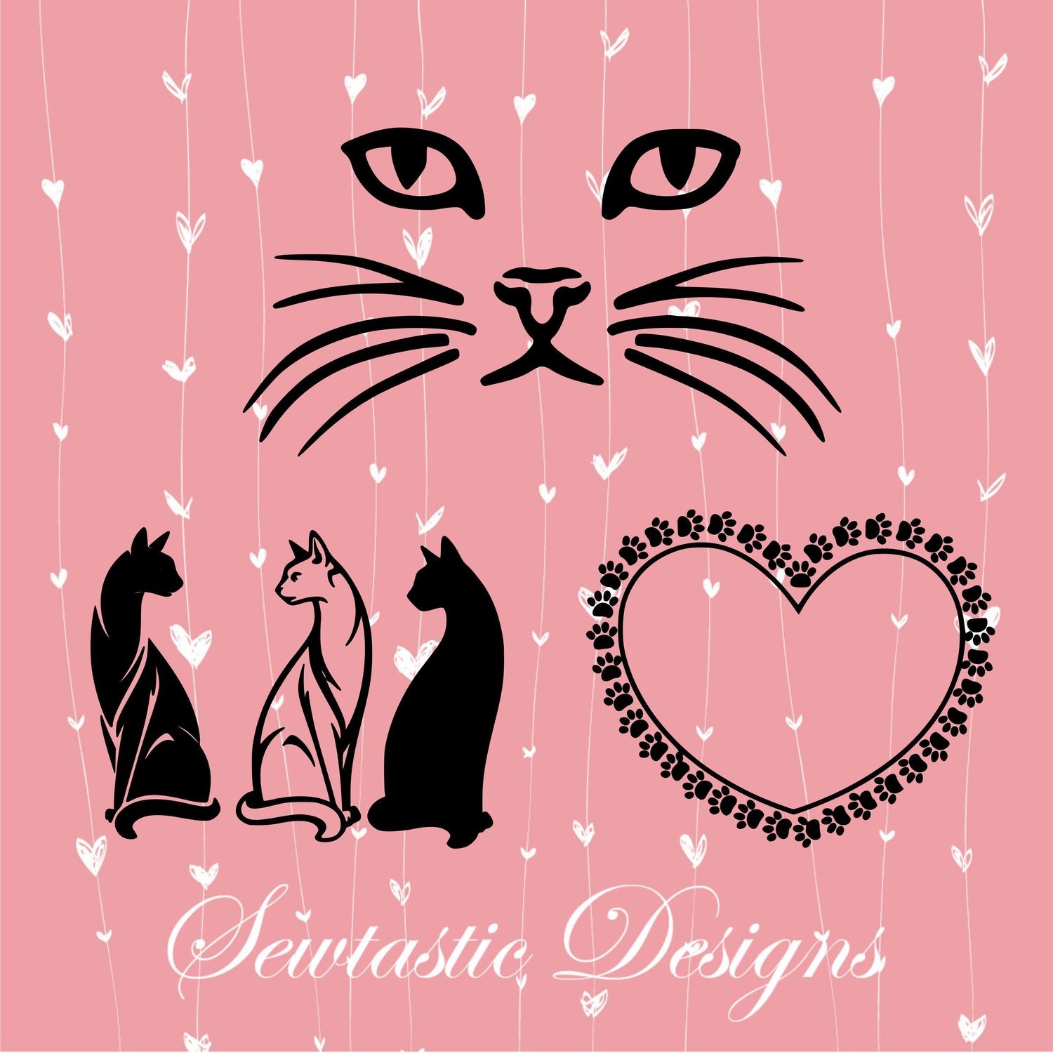 Download Cat Svg Cats Svg Kitty Svg Whiskers Svg Heart Svg Cut File Iron On Decal Cricut Silhouette Scanncut Many More PSD Mockup Templates