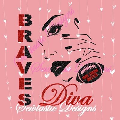 Braves Diva SVG, Braves SVG, Diva SVG, Football SVG, Cut File, Iron On, Decal, Cricut, Silhouette, ScanNCut &amp; Many More.