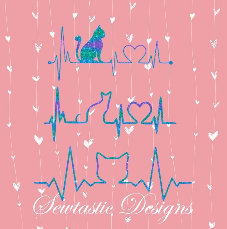 Cat Heartbeat EKG SVG Cut File, Iron On, Decal, Cricut, Silhouette, ScanNCut &amp; Many More