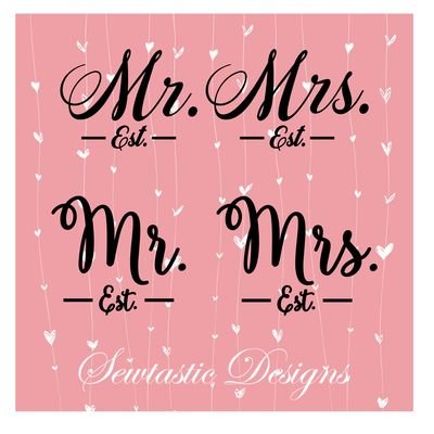 Mr &amp; Mrs SVG Cut File, Iron On, Decal, Cricut, Silhouette, ScanNCut &amp; Many More