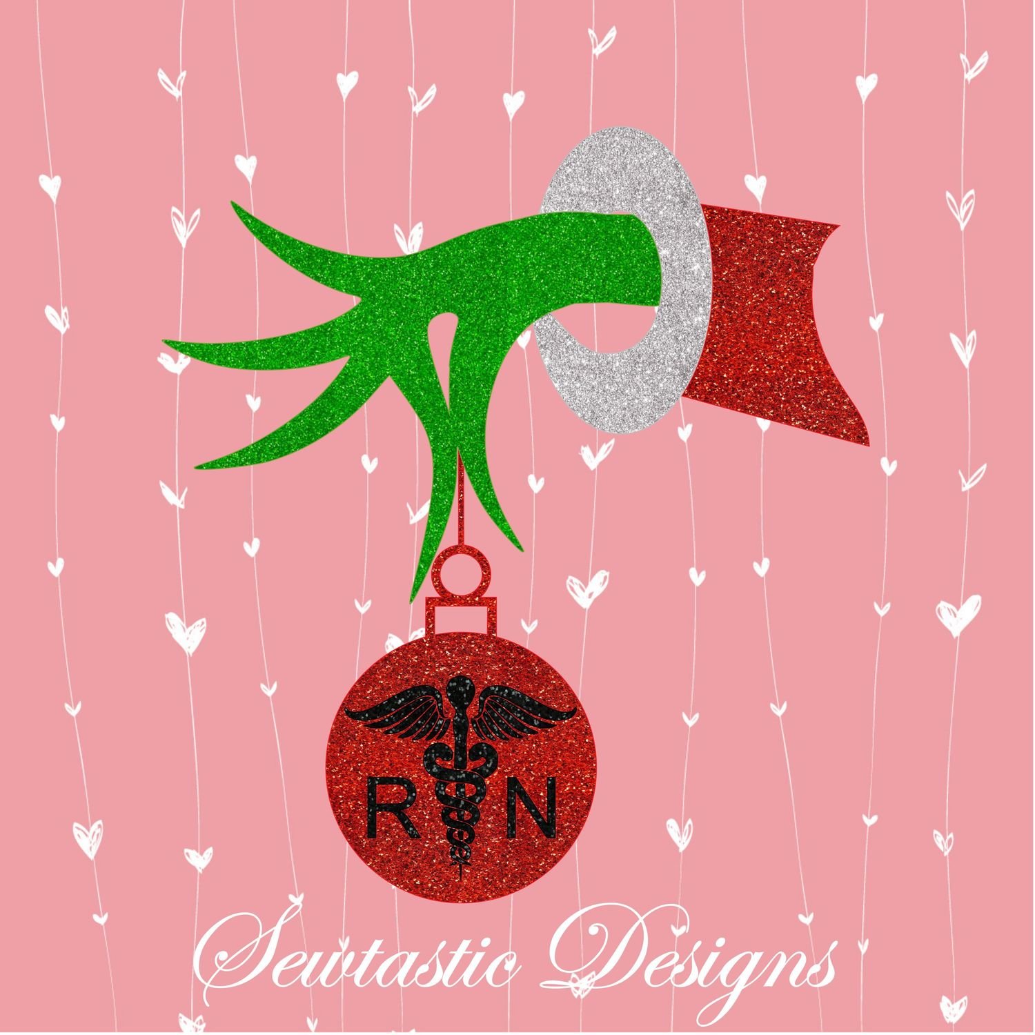 RN Grinch Ornament SVG Cut File, Iron On, Decal, Cricut, Silhouette