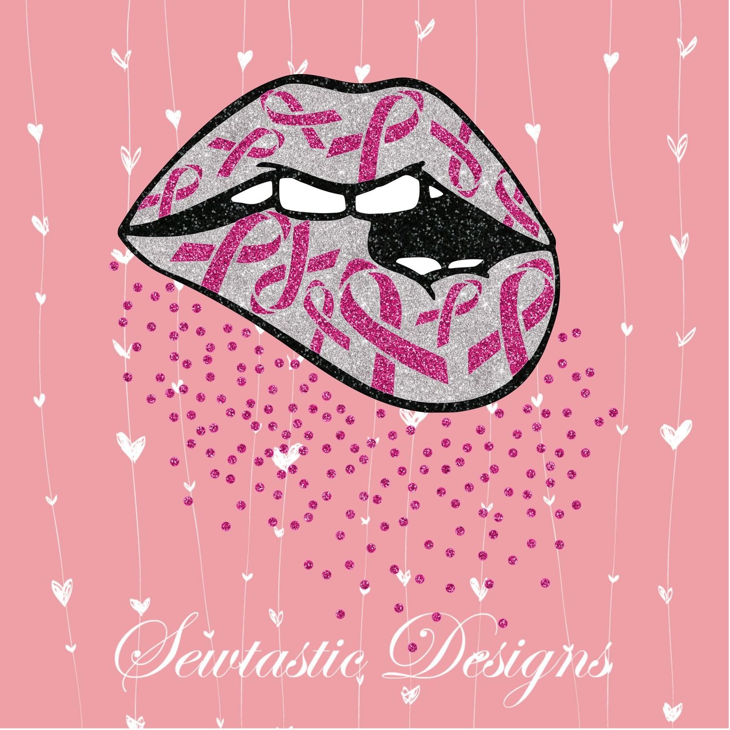 Cancer Glitter Lips Svg Cancer Svg Glitter Lips Svg Cut File Iron On Decal Cricut Silhouette Scanncut Many More