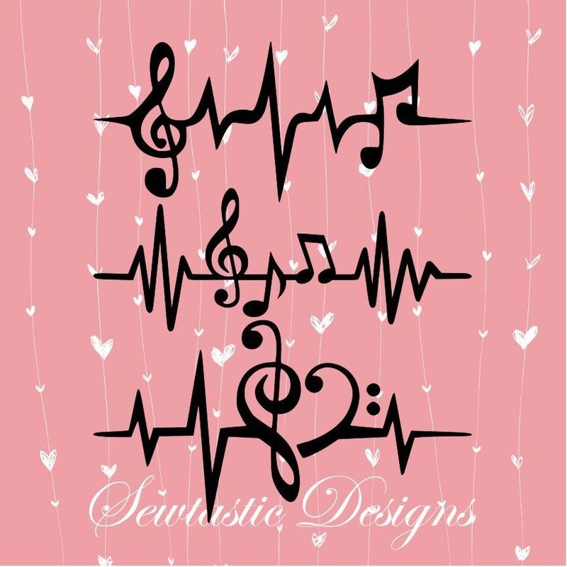 Music Heartbeat SVG, Music EKG SVG, Cut File, Iron On, Decal, Cricut, Silhouette, ScanNCut &amp; Many More