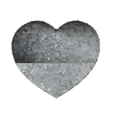 Galvanized Metal Heart Wall Pocket