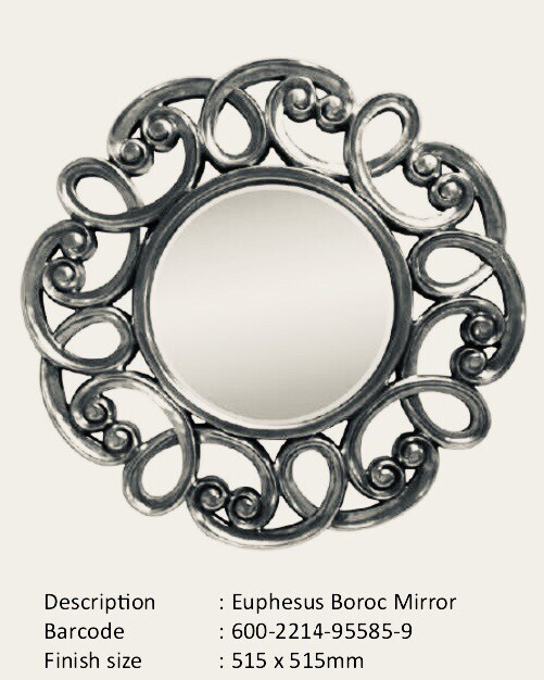NWM95585-9 Euphesus Baroque Silver Round Mirror