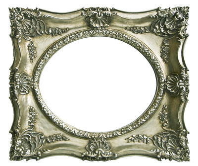 AF001 Silver ornate frame with oval mirror