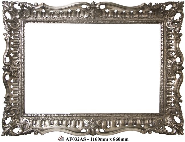 AF032AS Ornate antique silver framed mirror.