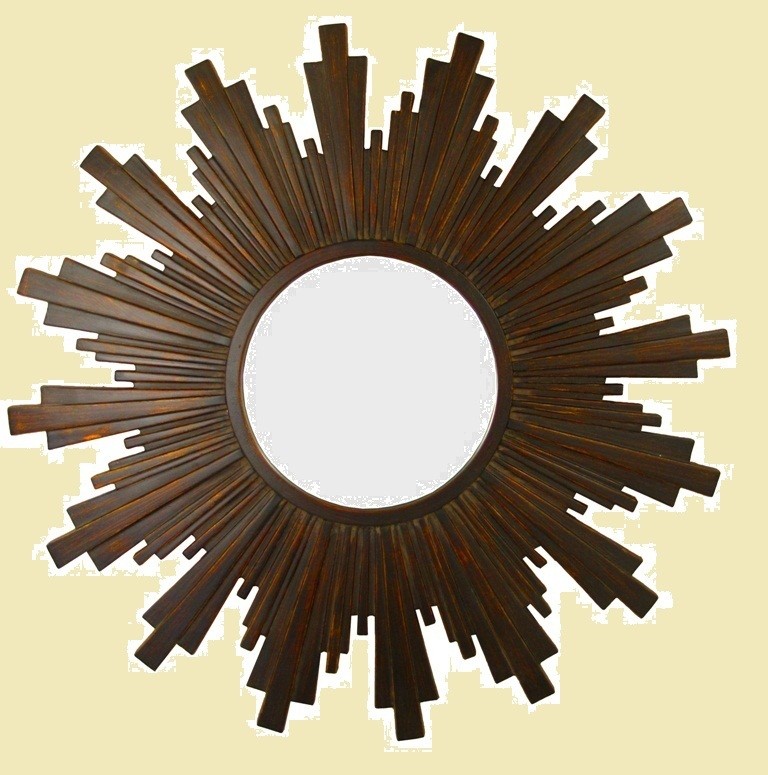 CF091 Sunburst mirror in dark brown surround. CF091 Sunburst mirror in dark brown surround.