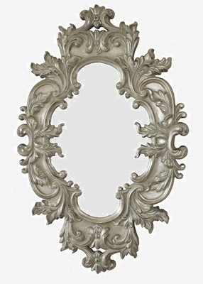 CFO83GS Oval ornate German Silver mirror