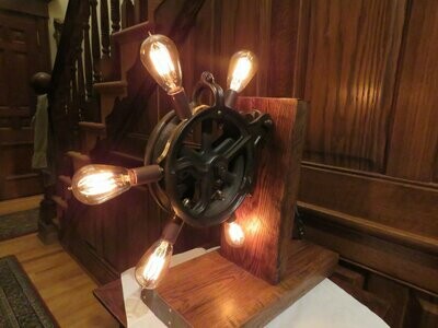 Antique Iron Pulley Table Lamp