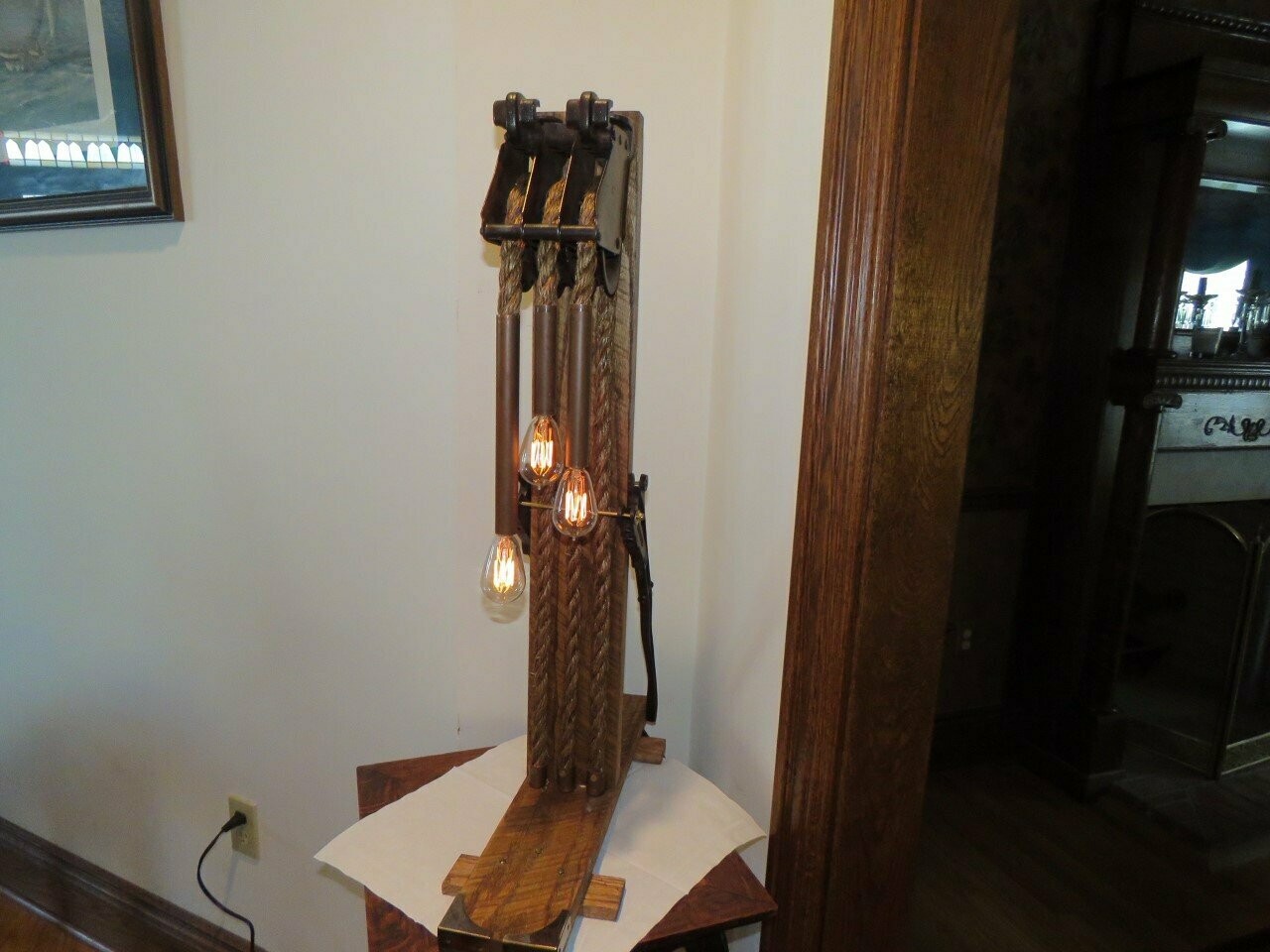 Antique Industrial Pulley Table Lamp