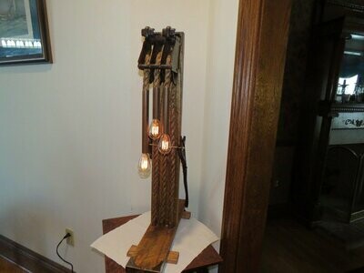 Antique Industrial Pulley Table Lamp
