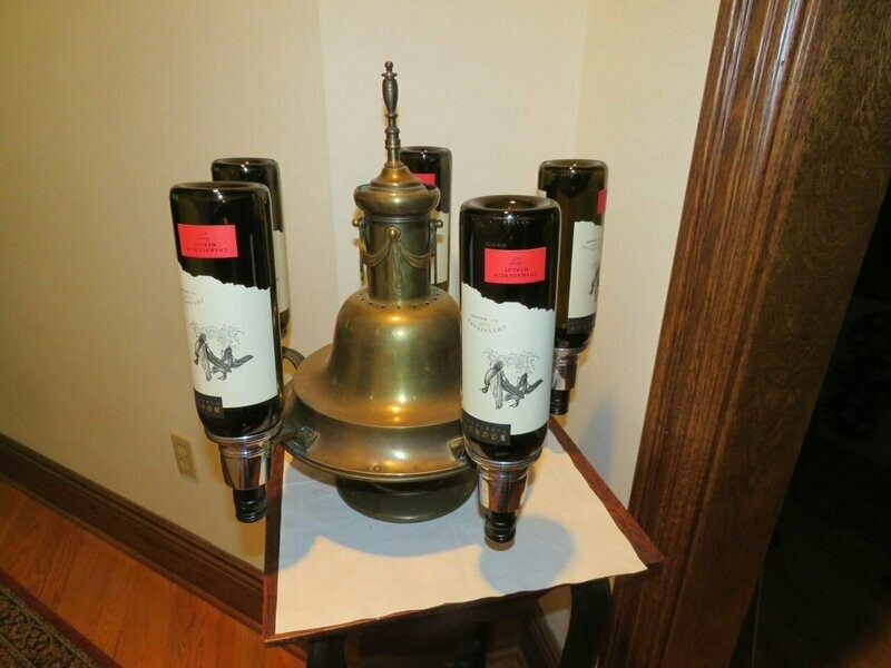 Brass and Chrome Chandelier Wine Stand