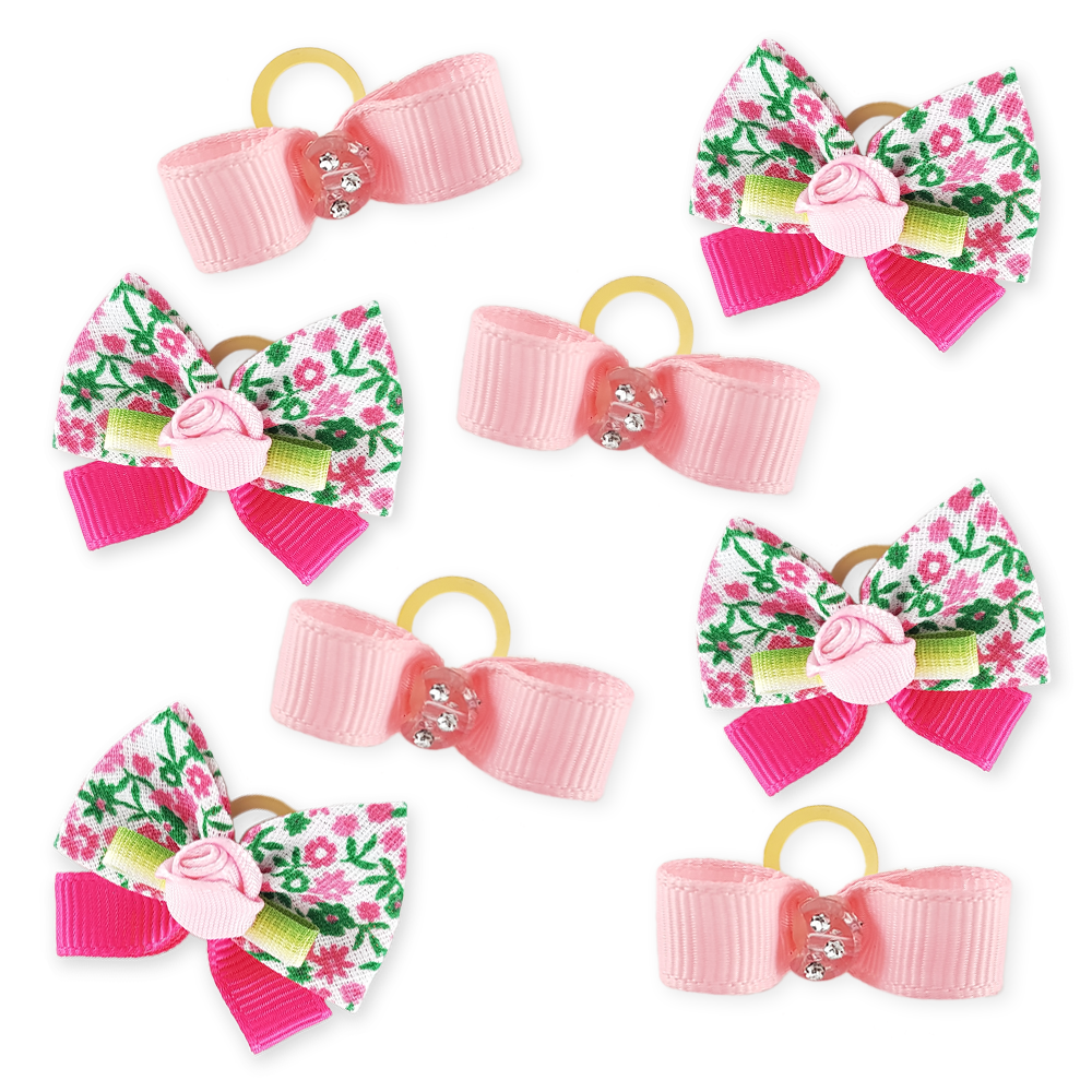 Combo Pretty Pink Pet Bows - 8 pieces
