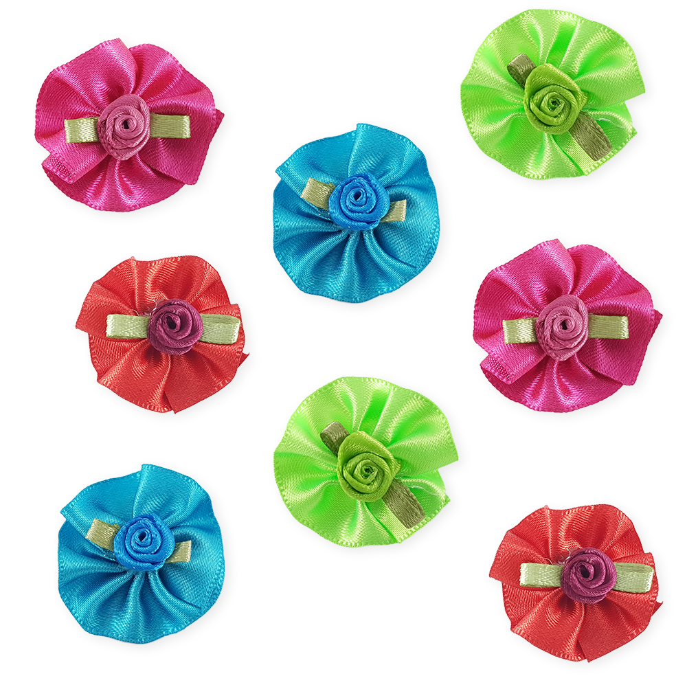 Combo Round Bows with Flowers - 8 pieces