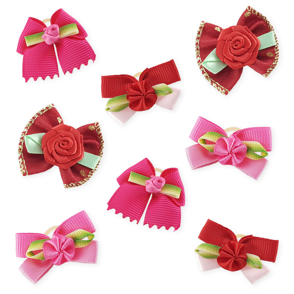 Combo Pink and Red Bows - 8 pieces