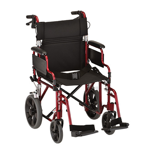 19 INCH TRANSPORT CHAIR WITH 12&quot; REAR WHEELS AND BRAKES