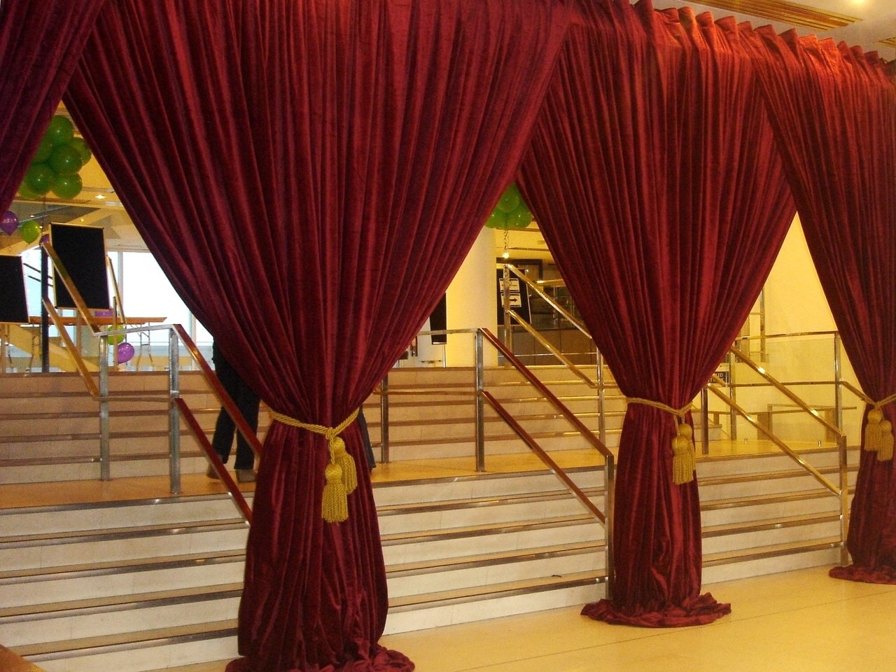 Drapes - Velvet Deep Red with gold trim edge Drapes - Velvet Deep Red with gold trim edge
