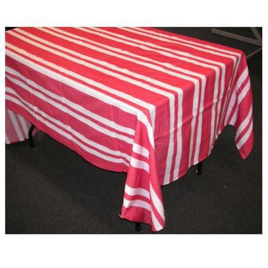 Tablecloths - Linen - White/Red stripe Tablecloths - Linen - White/Red stripe