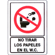 Señalamiento no tirar papeles en WC 20x25