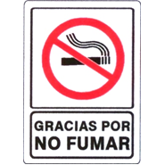 Señalamiento gracias por no fumar 40x30