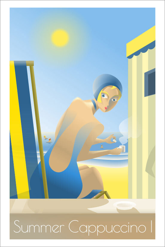 Illustration vintage et affiche de vacances d'été