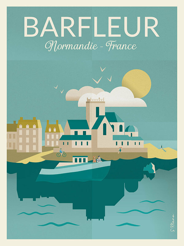 Affiche poster de Barfleur - illustration vintage