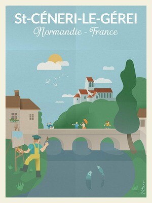 Affiche poster de Saint-Céneri-le-Gérei - illustration vintage