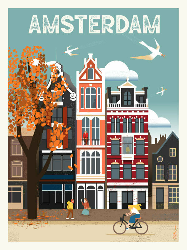 Affiche d'Amsterdam - Poster illustration Affiche d'Amsterdam - Poster illustration