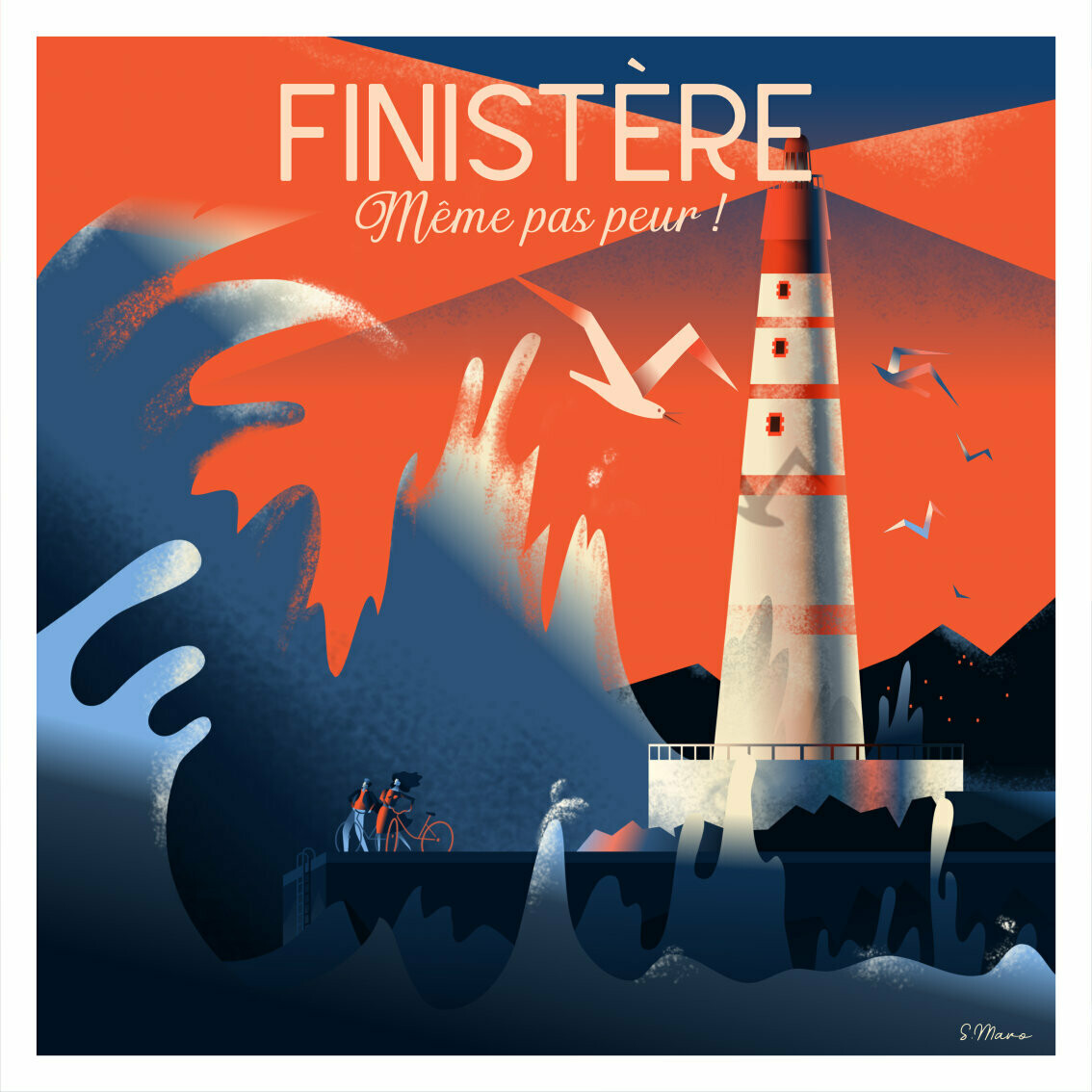 Affiche poster du Finistère, Bretagne -  illustration vintage