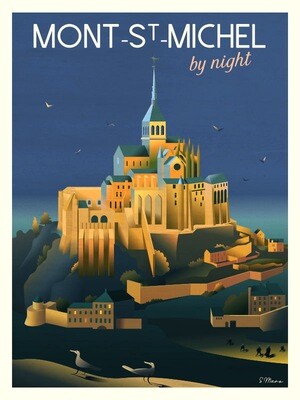 Affiche poster du Mont-Saint-Michel -  illustration vintage