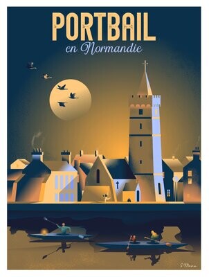 Affiche poster de Portbail, Normandie - illustration vintage Affiche poster de Portbail, Normandie - illustration vintage