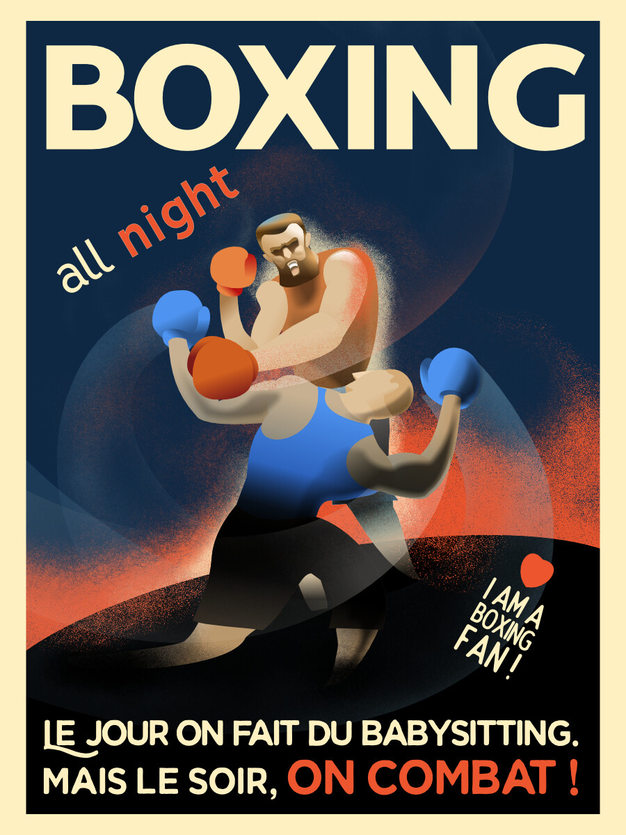 Boxing in the Night ! - Affiche illustration