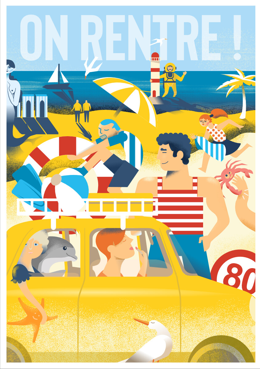 Affiche poster de fin de vacances d'été - Illustration du Studio Creavisa