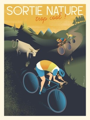 Illustration vintage et affiche sportive de vélo vtt