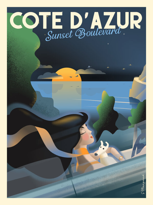Affiche poster de la Côte d'Azur - Illustration vintage du Studio Creavisa