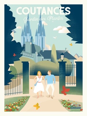 affiche/poster de Coutances - illustration vintage Creavisa