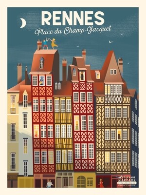 Illustration vintage de la ville de Rennes