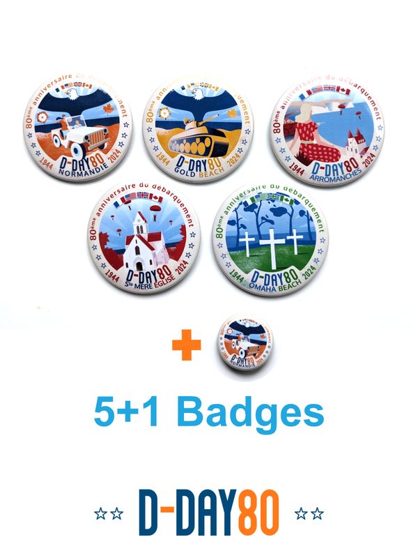 Lot de 5 + 1 badges "D-Day 80" !