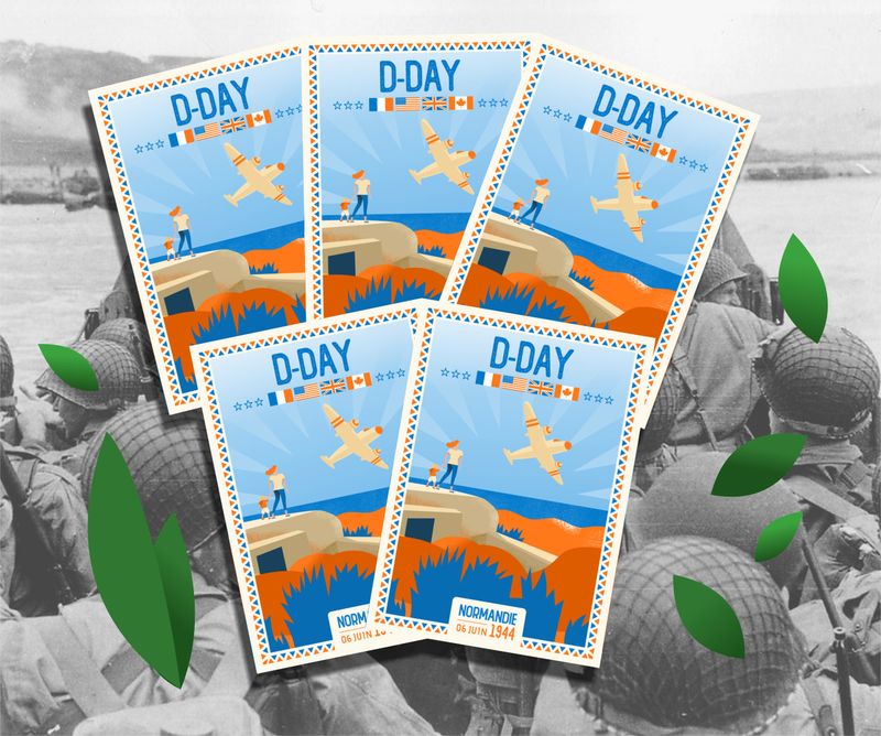 Lot de 5 cartes postales D-Day 2025 - Utah Beach ! Lot de 5 cartes postales D-Day 2025 - Utah Beach !