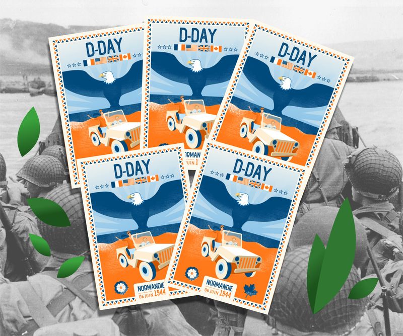 Lot de 5 cartes postales D-Day 2025 - Générique ! Lot de 5 cartes postales D-Day 2025 - Générique !