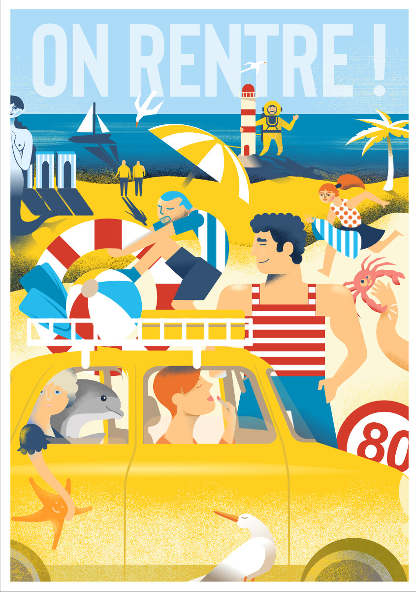 Illustration vintage et affiche des vacances d'été