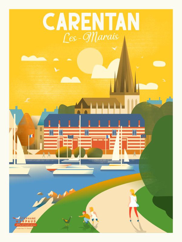 Affiche de Carentan-les-Marais - Illustration vintage du Studio Creavisa