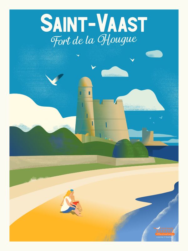 Affiche de Saint-Vaast-la-Hougue - Illustration vintage du Studio Creavisa