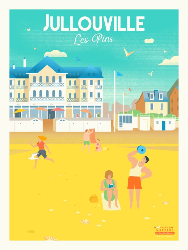 Affiche de Jullouville-les-Pins  - Illustration vintage du Studio Creavisa