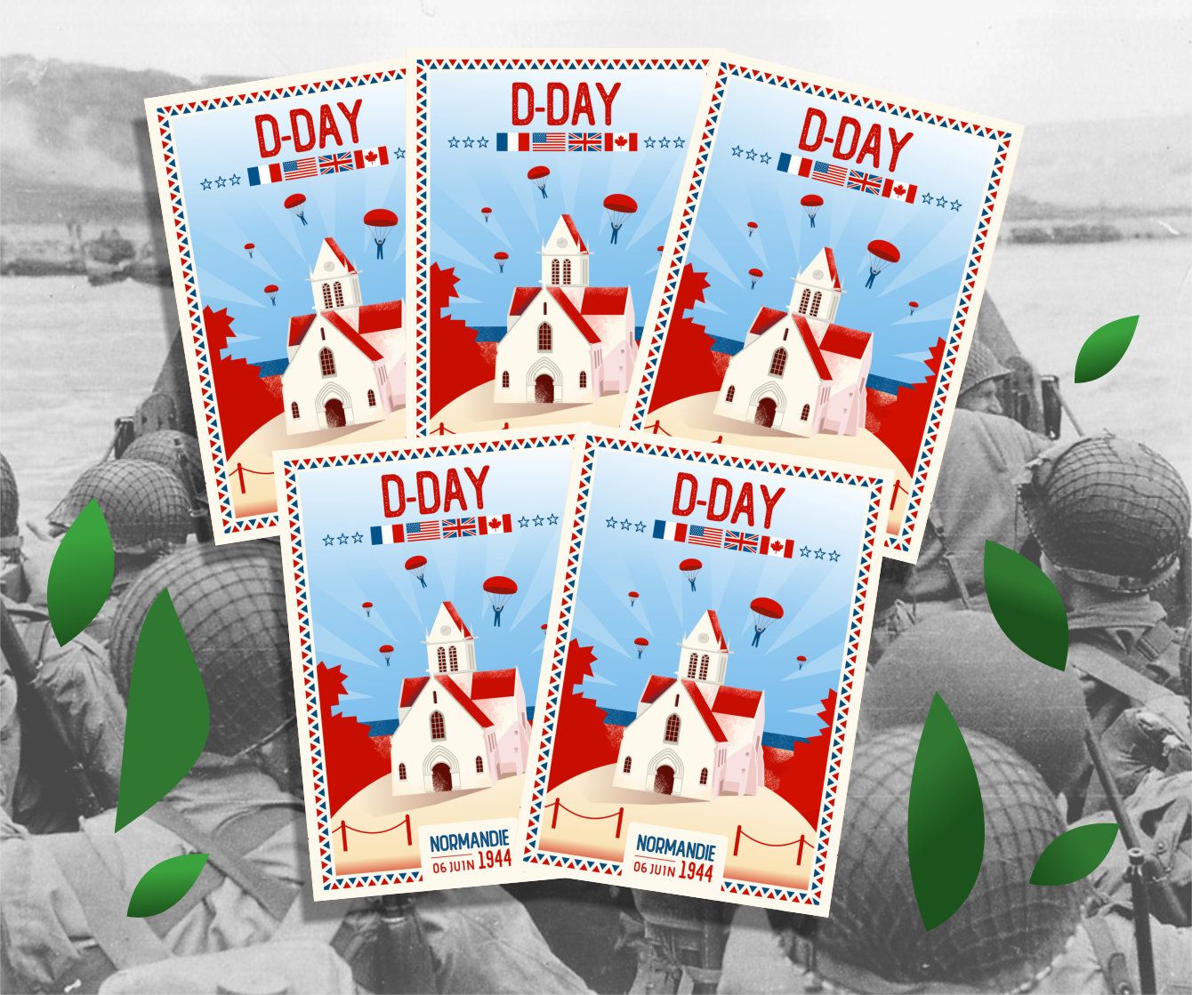 Lot de 5 cartes postales D-Day 2026 - Sainte-Mère-Eglise !