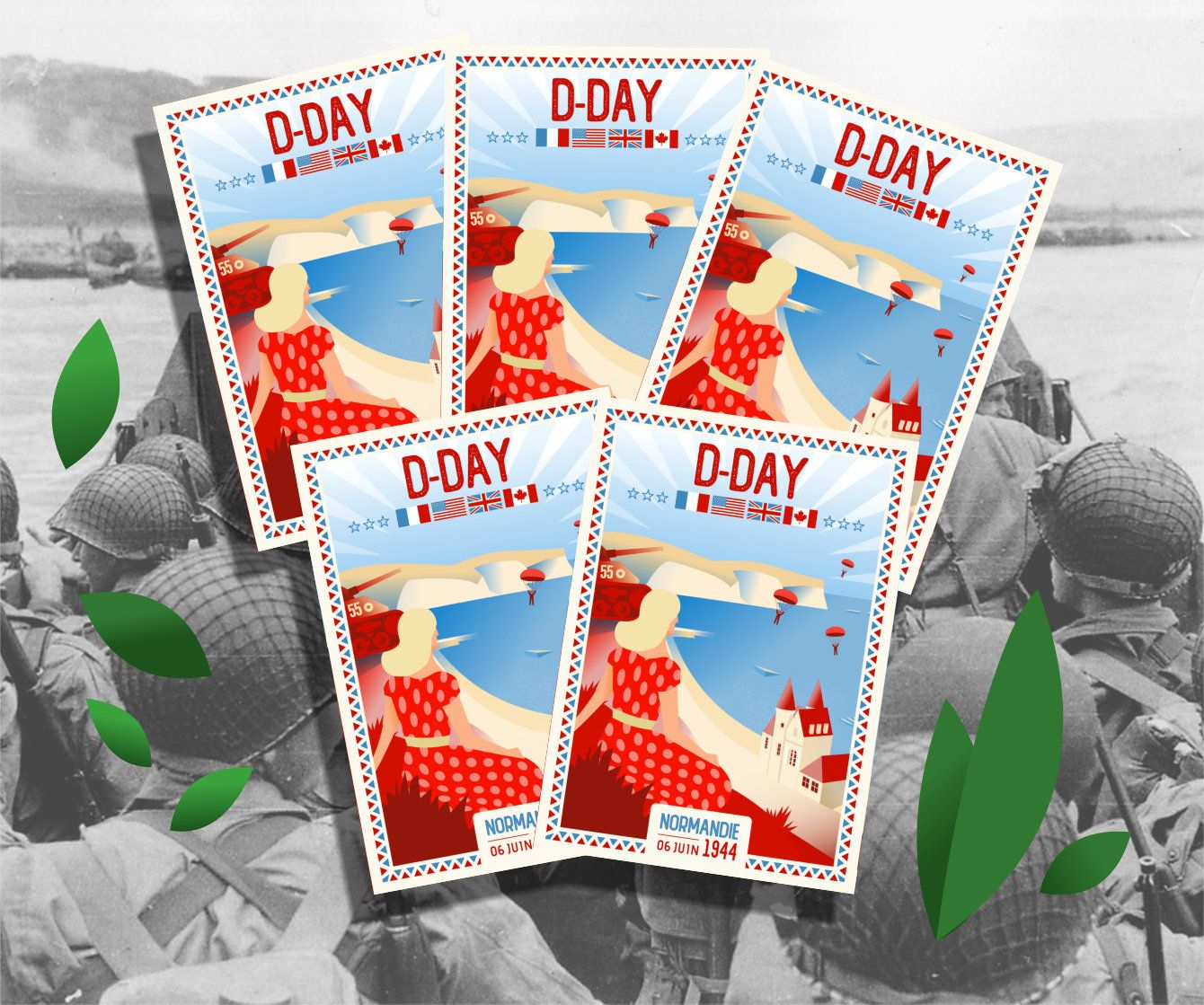 Lot de 5 cartes postales D-Day 2026 - Arromanches !