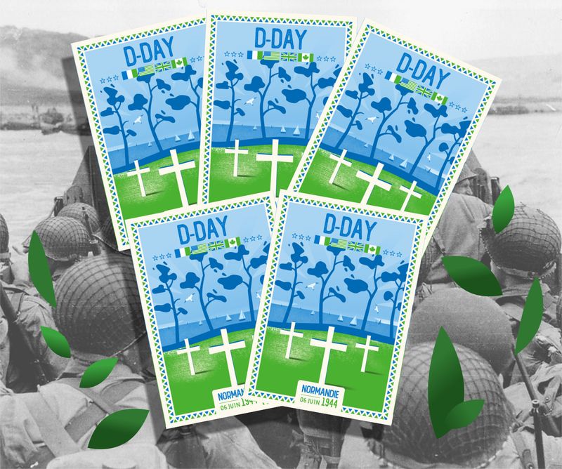 Lot de 5 cartes postales D-Day 2026 - Omaha Beach !