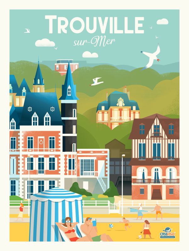 Affiche de Trouville - Illustration vintage du Studio Creavisa