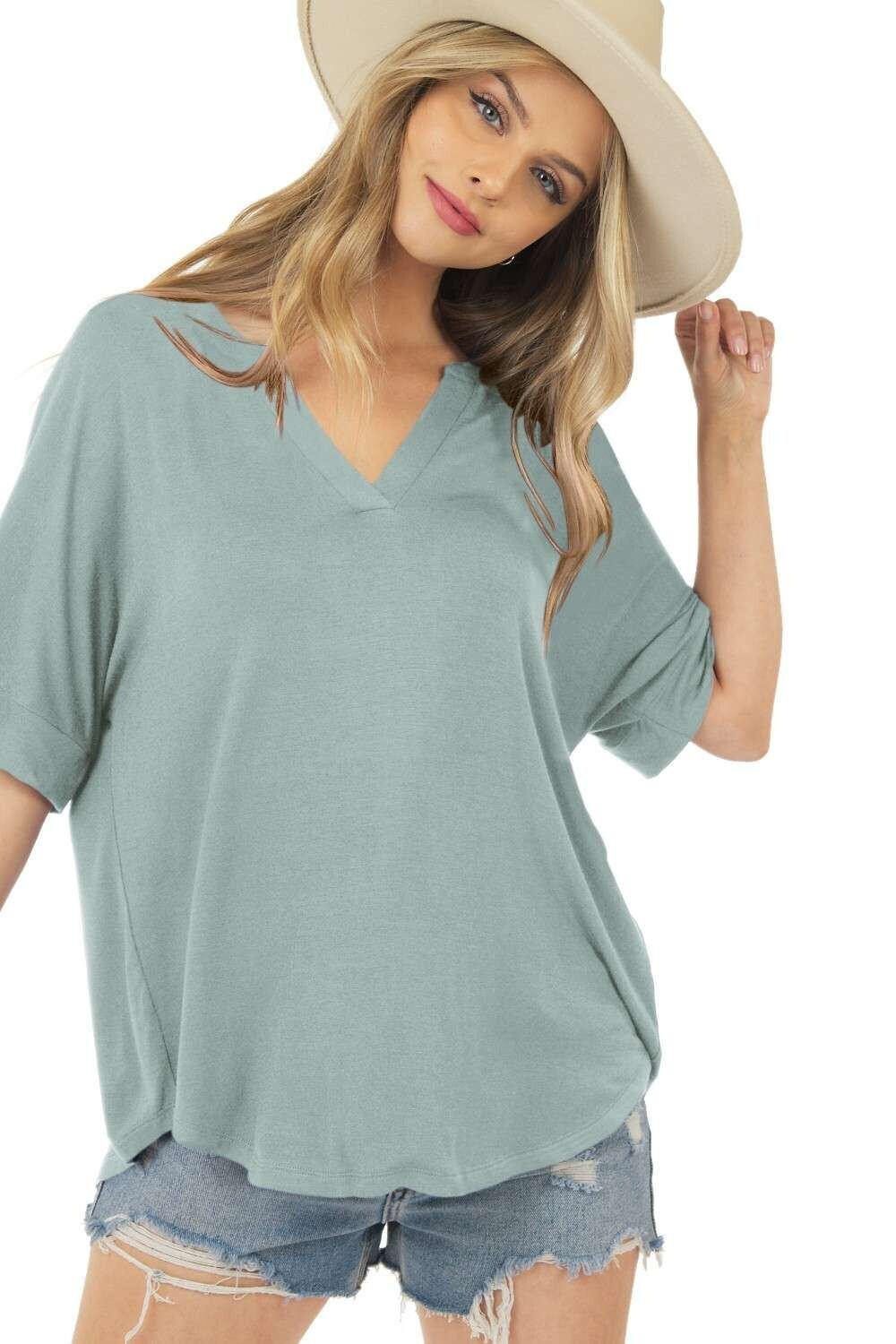 Banded Sleeve Top Olive